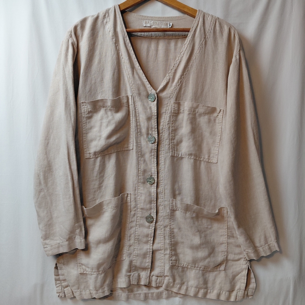 M.A.C. Collection Linen Jacket Women's‎ Size Medium Beige